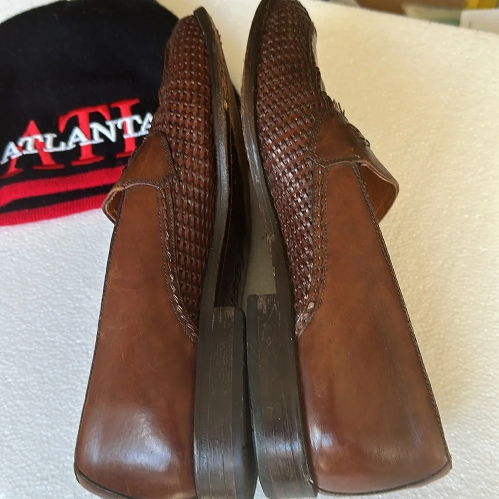 Brass Boot Mens Brown Leather Tassel Loafers Slip On Casual Shoes SZ 9